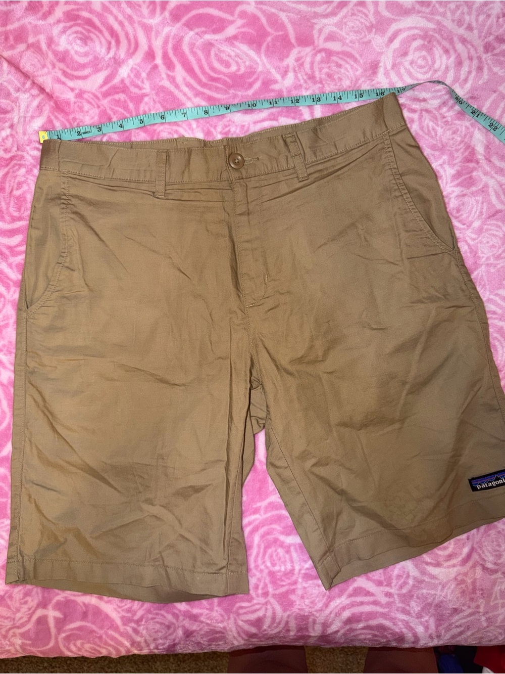 Patagonia Men’s Tan Flat-Front Outdoor Shorts